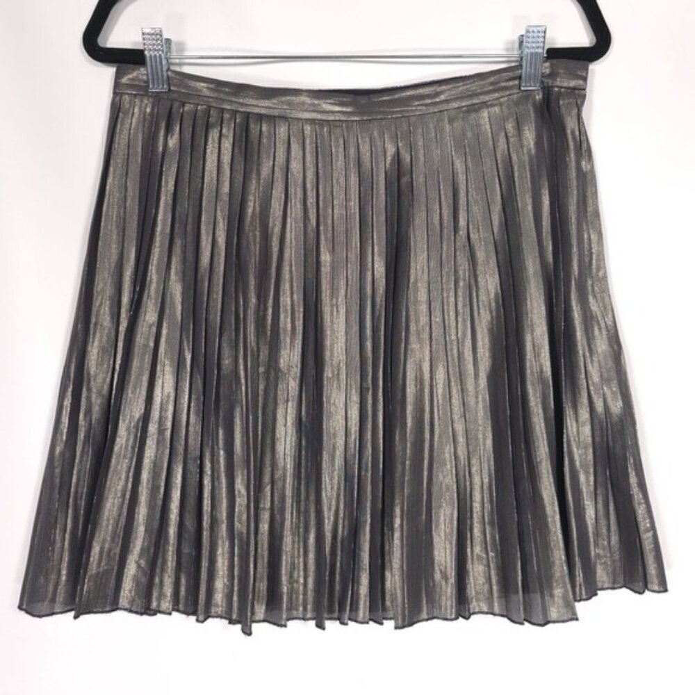 NWOT TORY BURCH Women's Mini Skirt Size 6 SILK Blend Pleated Metallic 33141354